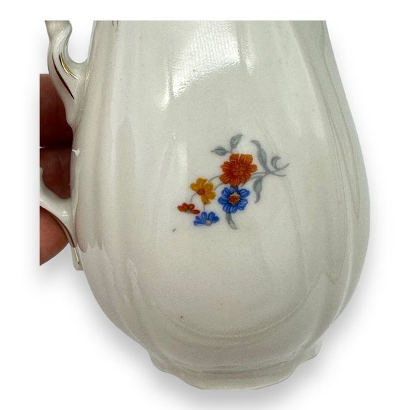 VTG Porcelain Creamer Germany US Zone Double Side Floral Designs Gold Trim 4.5" - Picture 9 of 11